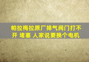 帕拉梅拉原厂排气阀门打不开 堵塞 人家说要换个电机